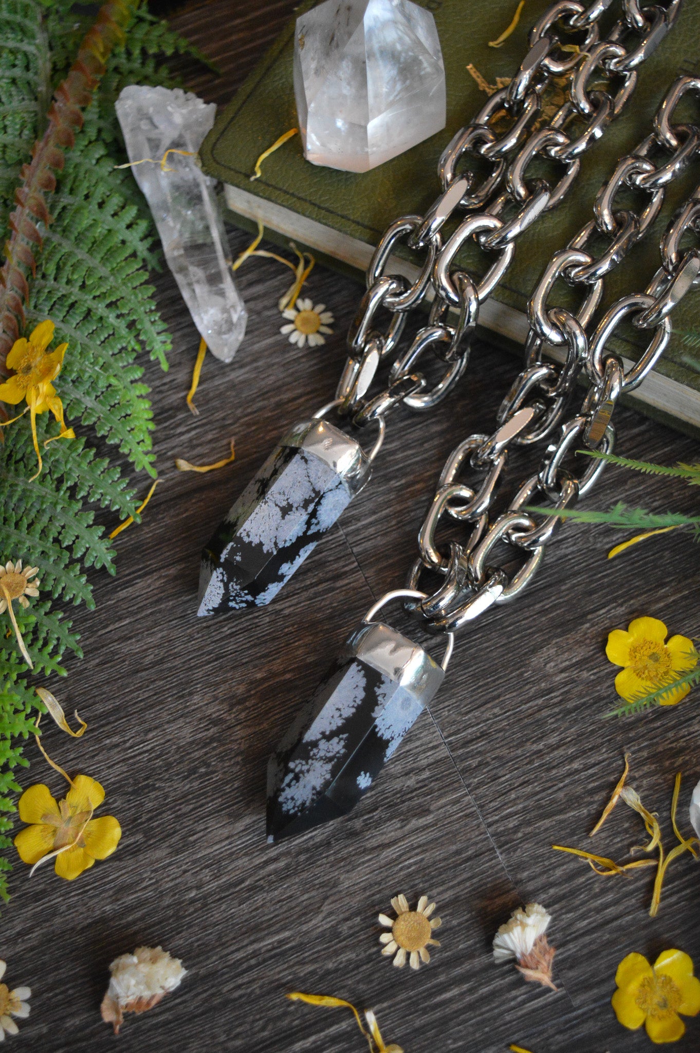 Snowflake Obsidian Chunky Chain Necklace