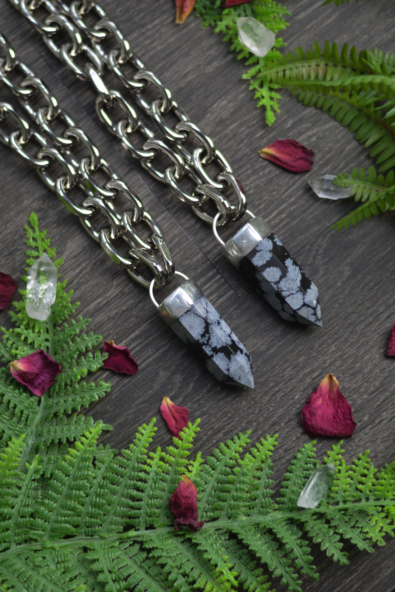 Snowflake Obsidian Chunky Chain Necklace