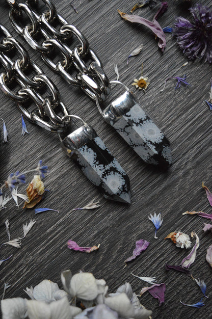 Snowflake Obsidian Chunky Chain Necklace