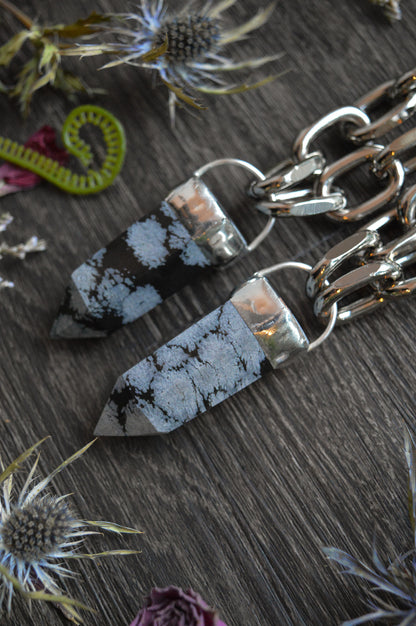 Snowflake Obsidian Chunky Chain Necklace