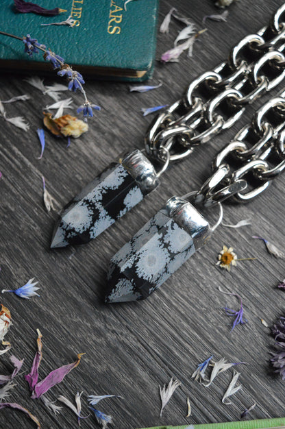 Snowflake Obsidian Chunky Chain Necklace