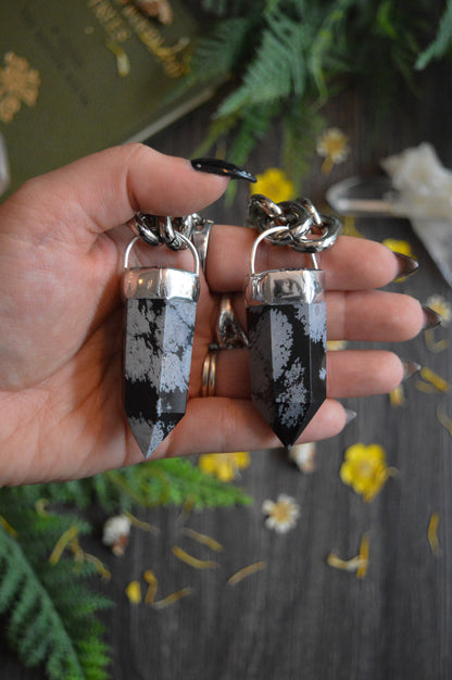 Snowflake Obsidian Chunky Chain Necklace