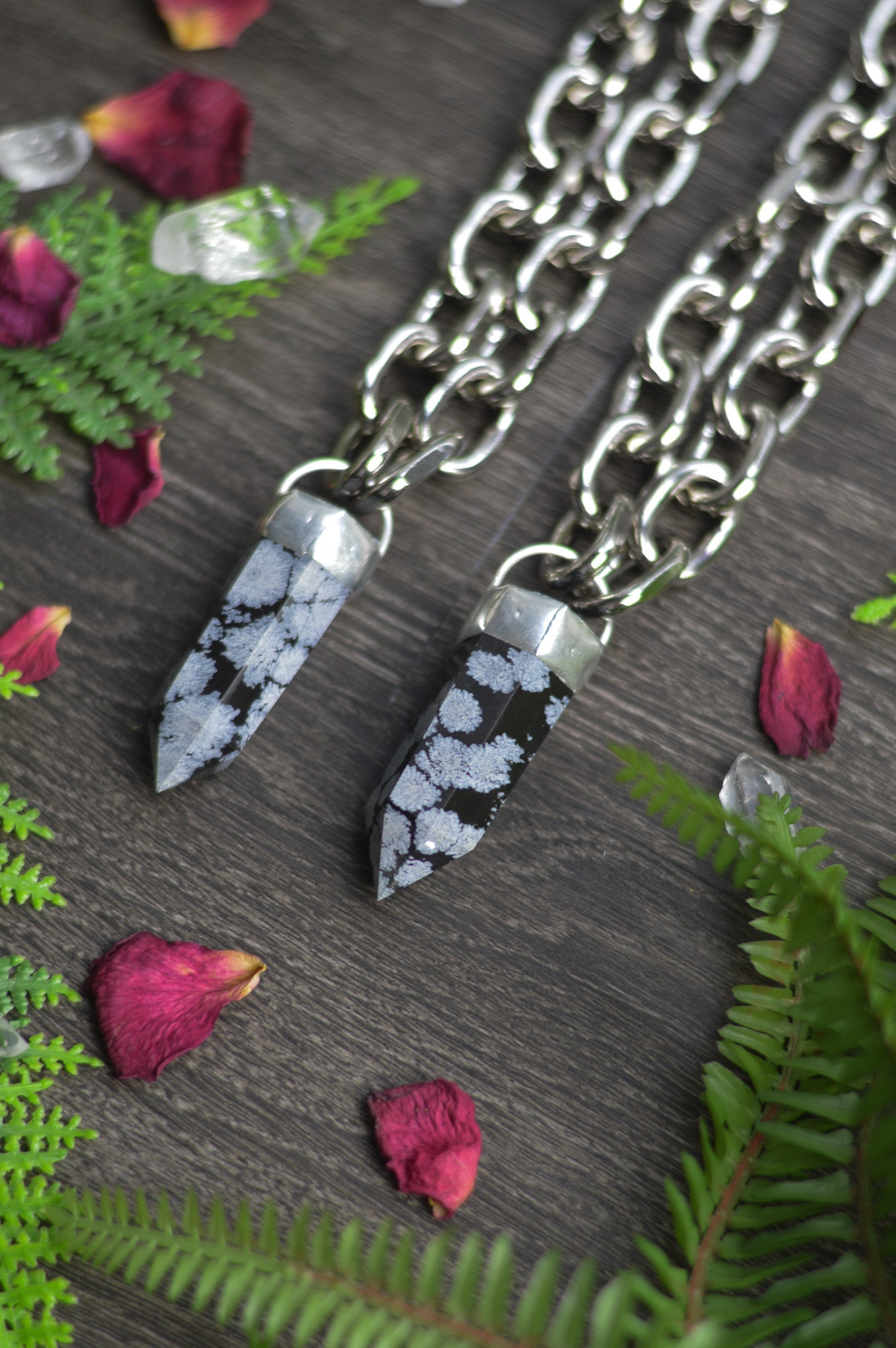 Snowflake Obsidian Chunky Chain Necklace