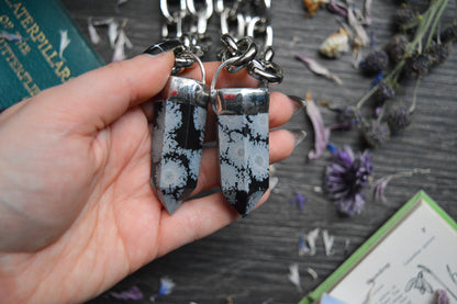 Snowflake Obsidian Chunky Chain Necklace