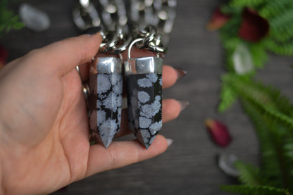 Snowflake Obsidian Chunky Chain Necklace