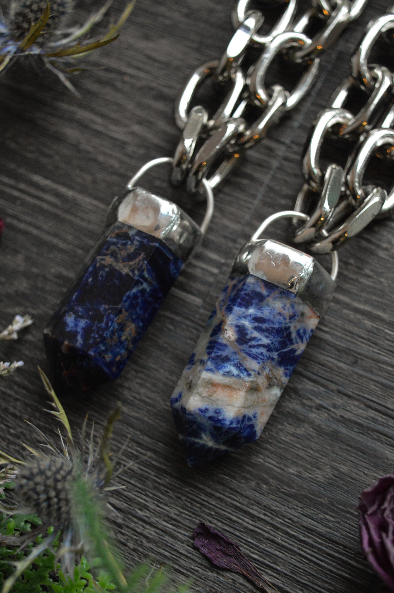 Sodalite Chunky Chain Necklace