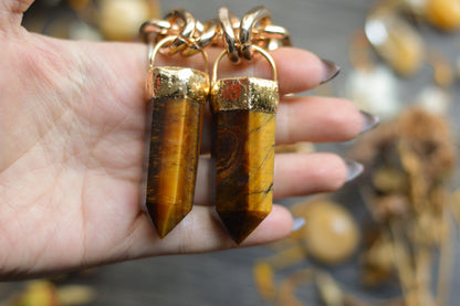 Tigers Eye Gold Tone Chunky Chain Necklace