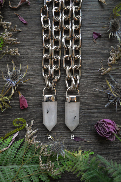 Tourmaline in Quartz Chunky Chain Necklace
