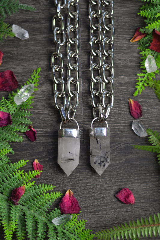 Tourmaline in Quartz Chunky Chain Necklace