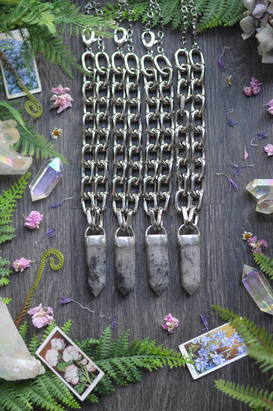Tourmaline in Quartz Chunky Chain Necklace