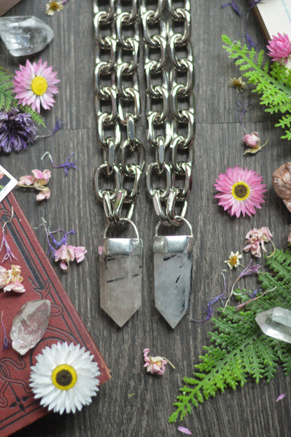 Tourmaline in Quartz Chunky Chain Necklace