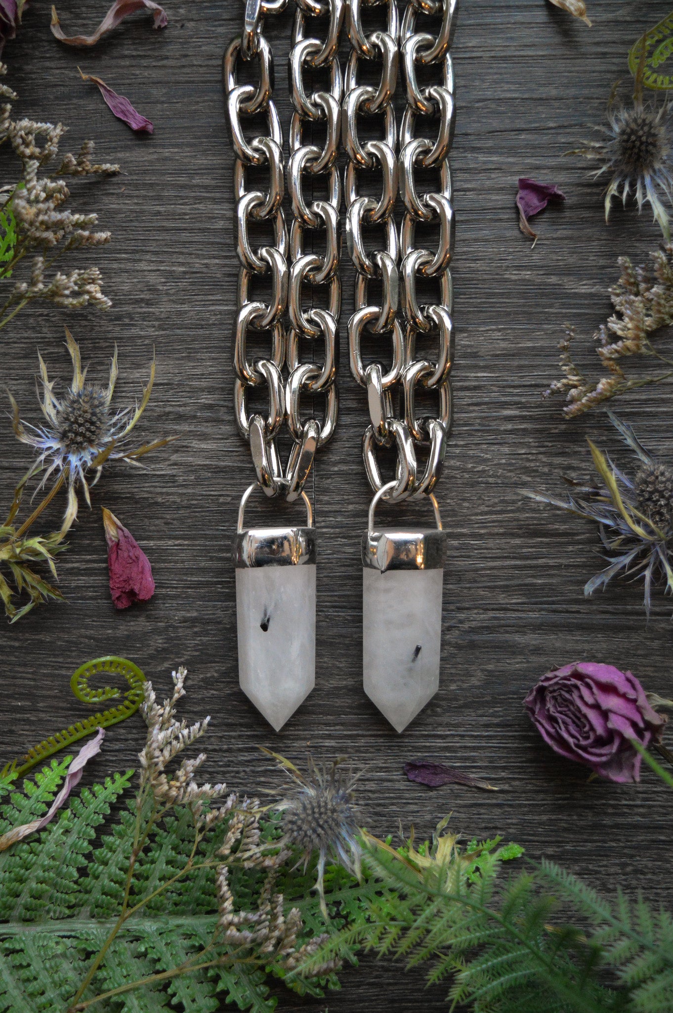 Tourmaline in Quartz Chunky Chain Necklace