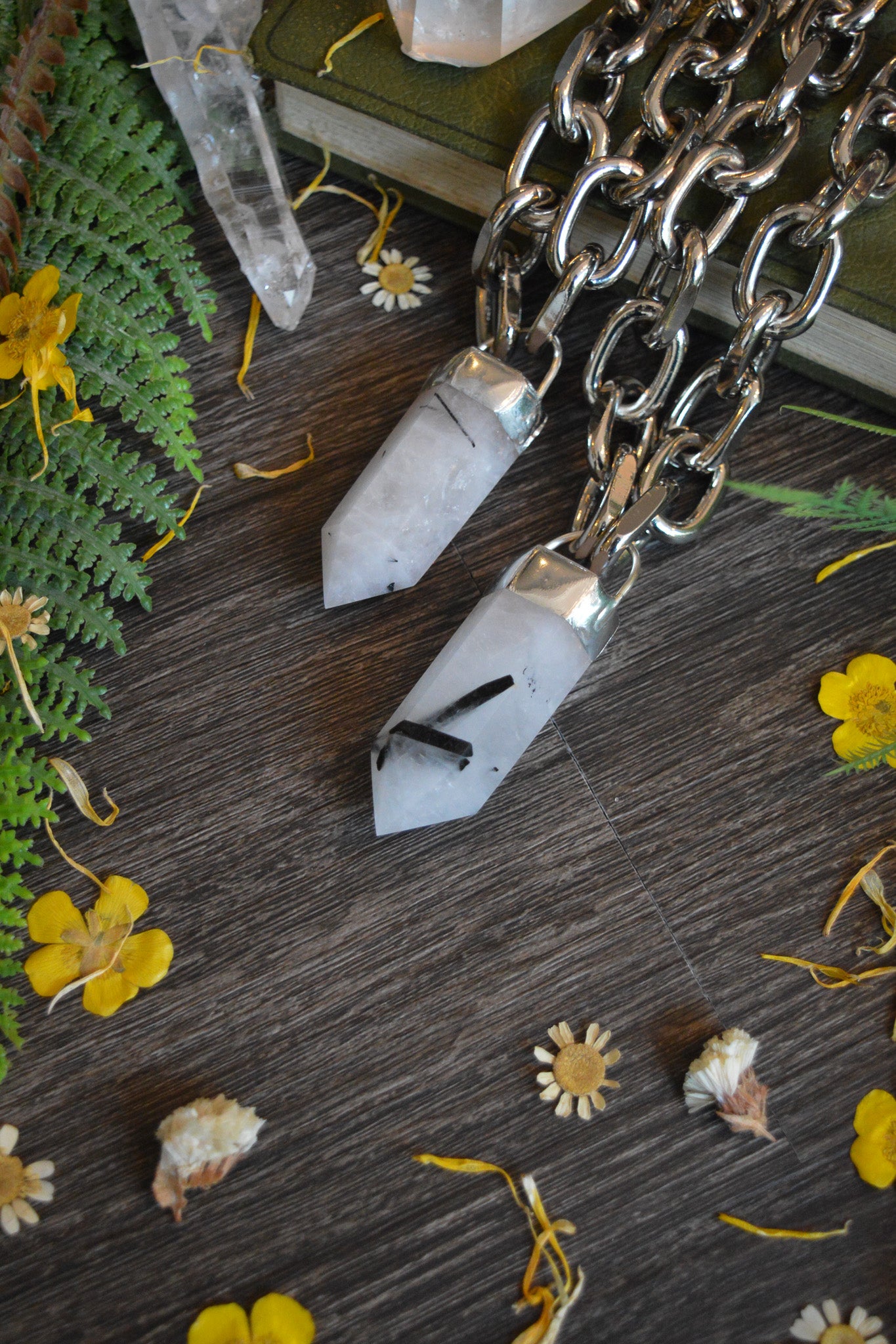 Tourmaline in Quartz Chunky Chain Necklace