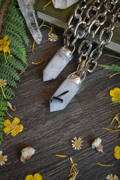 Tourmaline in Quartz Chunky Chain Necklace