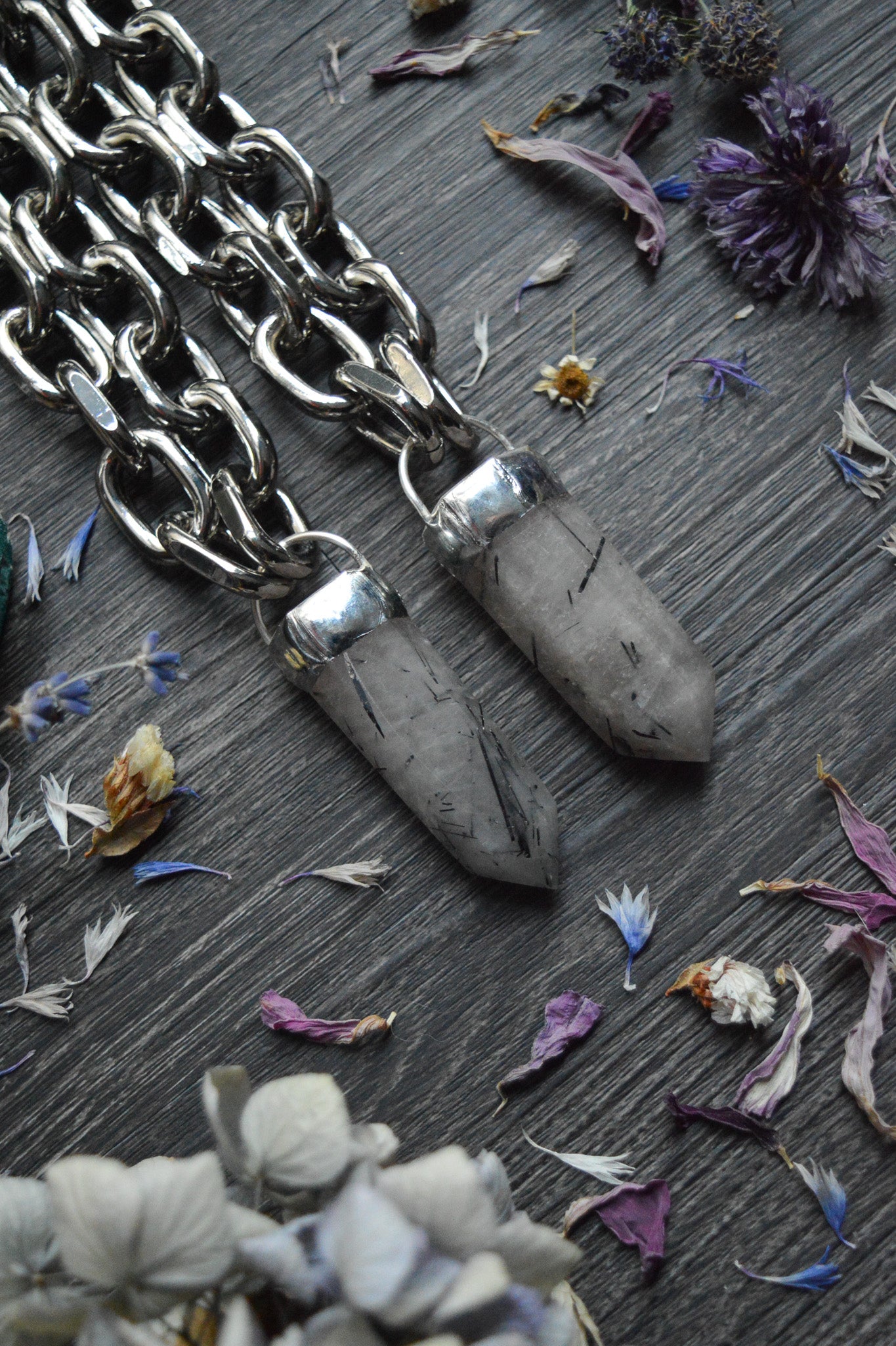 Tourmaline in Quartz Chunky Chain Necklace