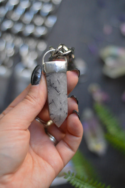 Tourmaline in Quartz Chunky Chain Necklace