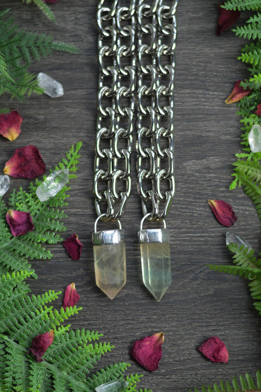 Pastel/Yellow Fluorite Chunky Chain Necklace
