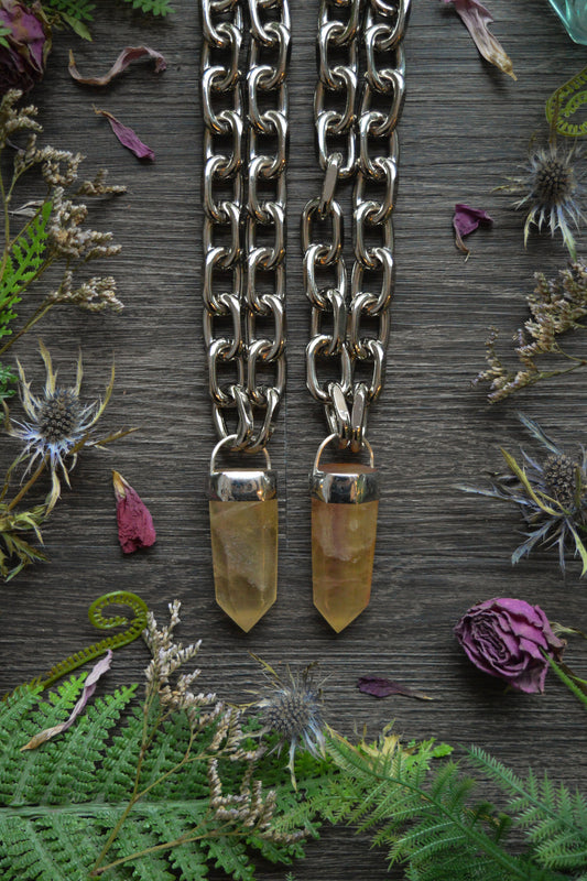 Yellow / Pastel Fluorite Chunky Chain Necklace