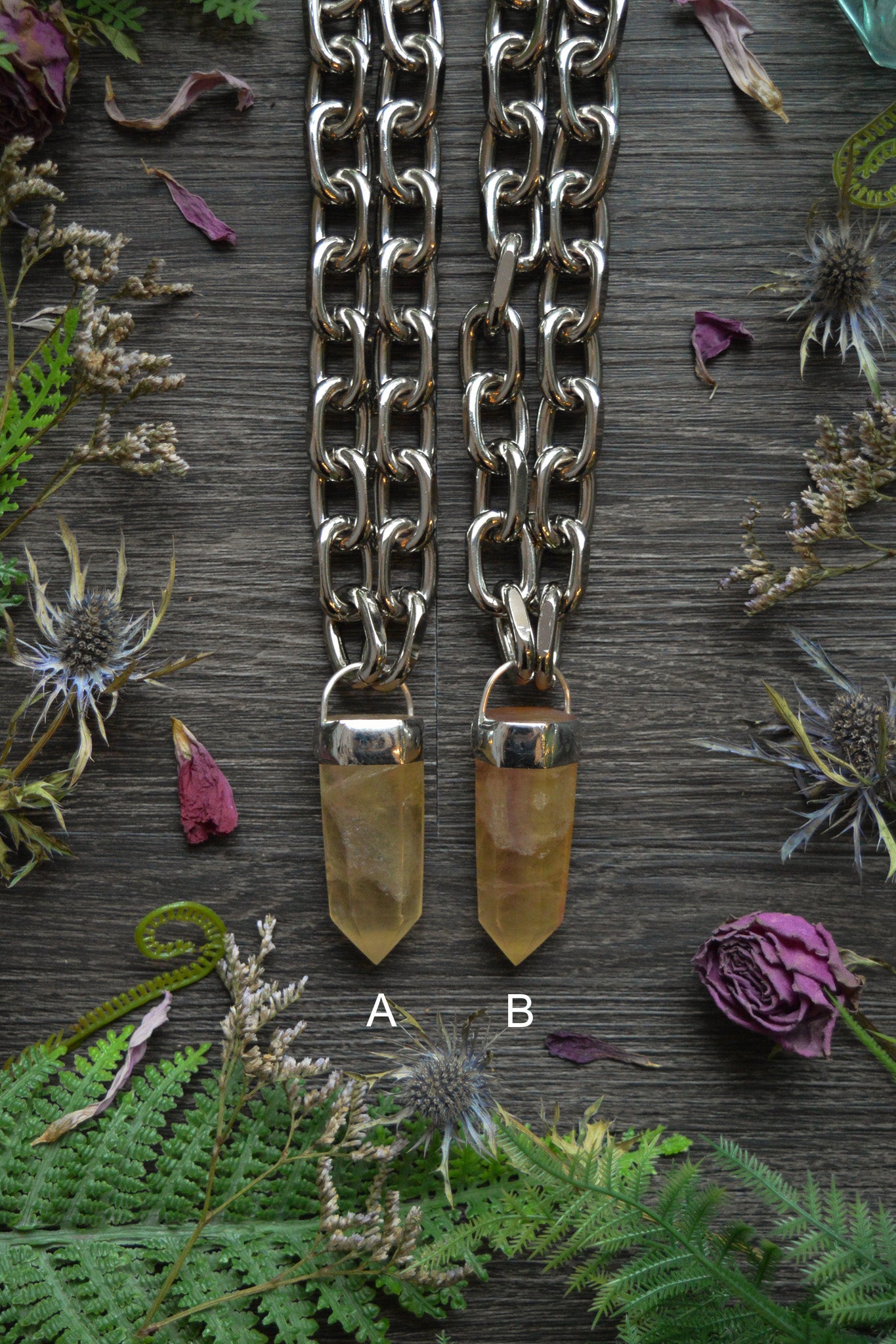 Yellow / Pastel Fluorite Chunky Chain Necklace