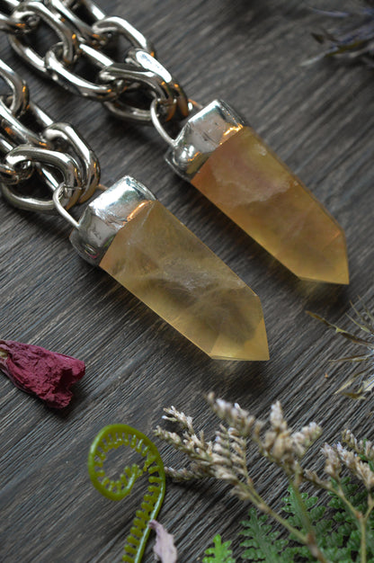 Yellow / Pastel Fluorite Chunky Chain Necklace