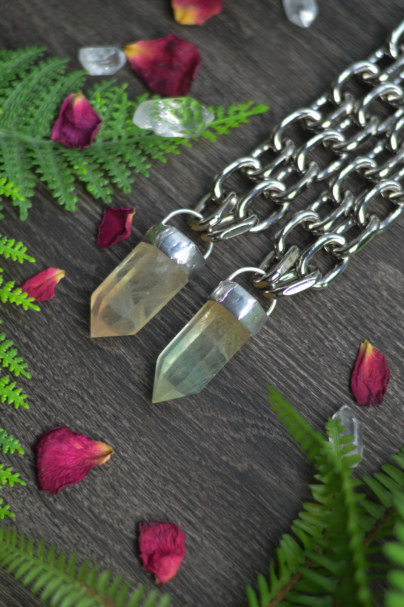Pastel/Yellow Fluorite Chunky Chain Necklace