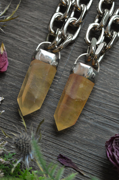 Yellow / Pastel Fluorite Chunky Chain Necklace